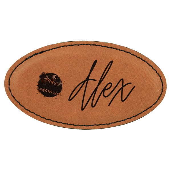 Custom Softball Leatherette Oval Name Badge with Magnet (Personalized)