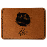 Softball Faux Leather Iron On Patch - Rectangle (Personalized)