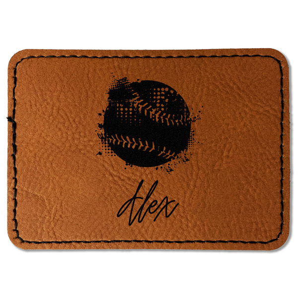 Custom Softball Faux Leather Iron On Patch - Rectangle (Personalized)