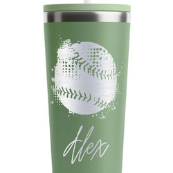 Softball RTIC Everyday Tumbler with Straw - 28oz - Light Green - Single-Sided (Personalized)