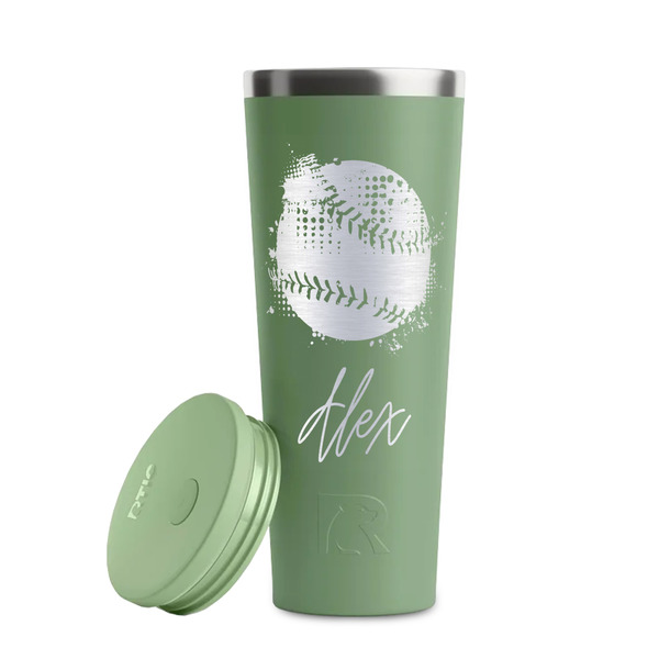 Softball Light Green RTIC Everyday Tumbler - 28 oz. - Lid Off