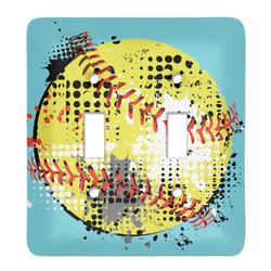 Softball Light Switch Cover (2 Toggle Plate) (Personalized)