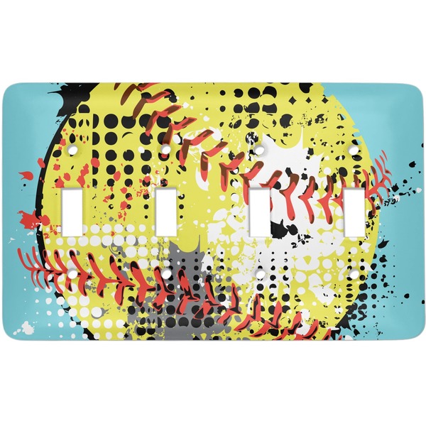Custom Softball Light Switch Cover (4 Toggle Plate)