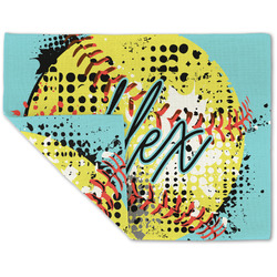 Softball Double-Sided Linen Placemat - Single w/ Name or Text