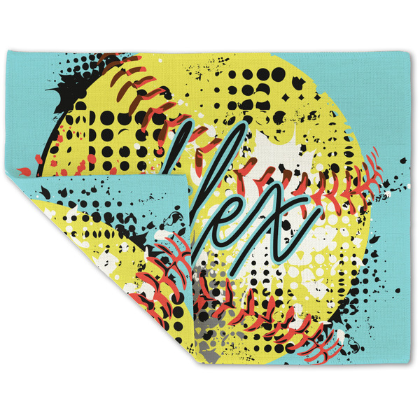 Softball Linen Placemat - Folded Corner (double side)