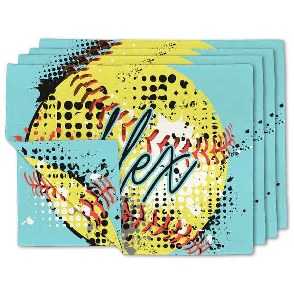 Custom Softball Linen Placemat w/ Name or Text