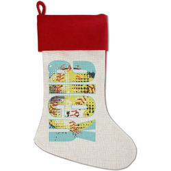 Softball Red Linen Stocking (Personalized)