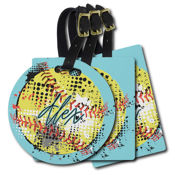 Custom Softball Plastic Luggage Tag (Personalized)