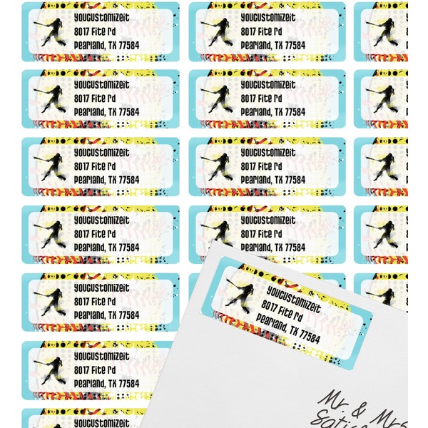 Softball Mailing Label on Envelope - Multiple Labels