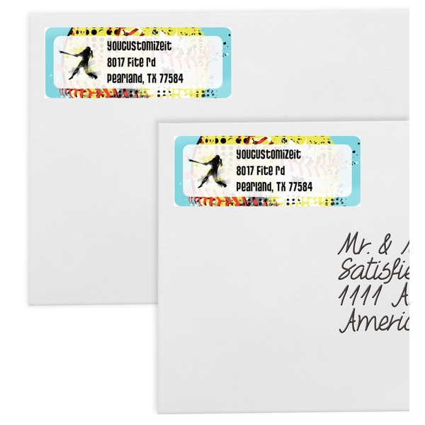 Softball Mailing Labels - Double Stack Close Up