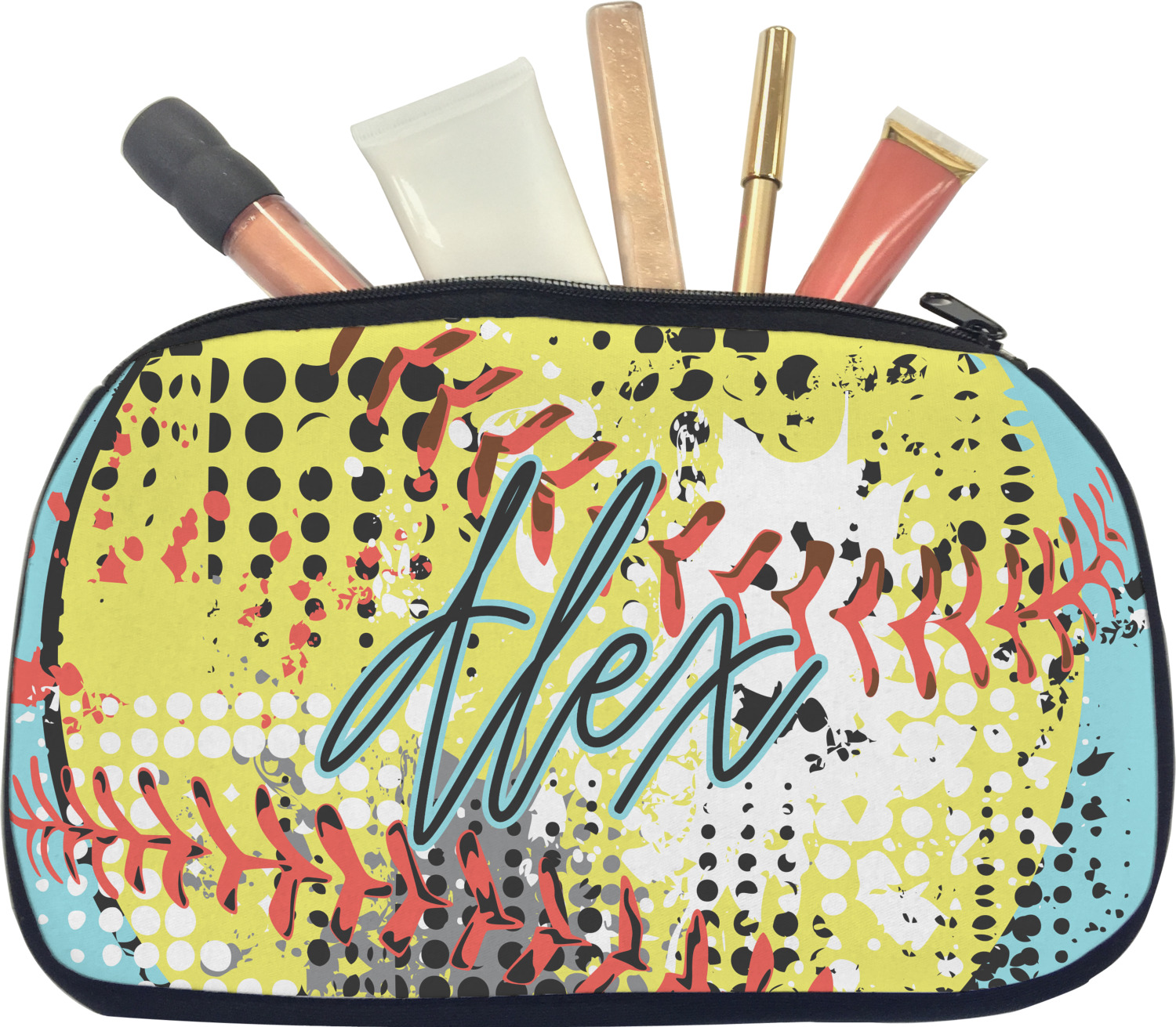 Custom Softball Makeup / Cosmetic Bag (Personalized) YouCustomizeIt