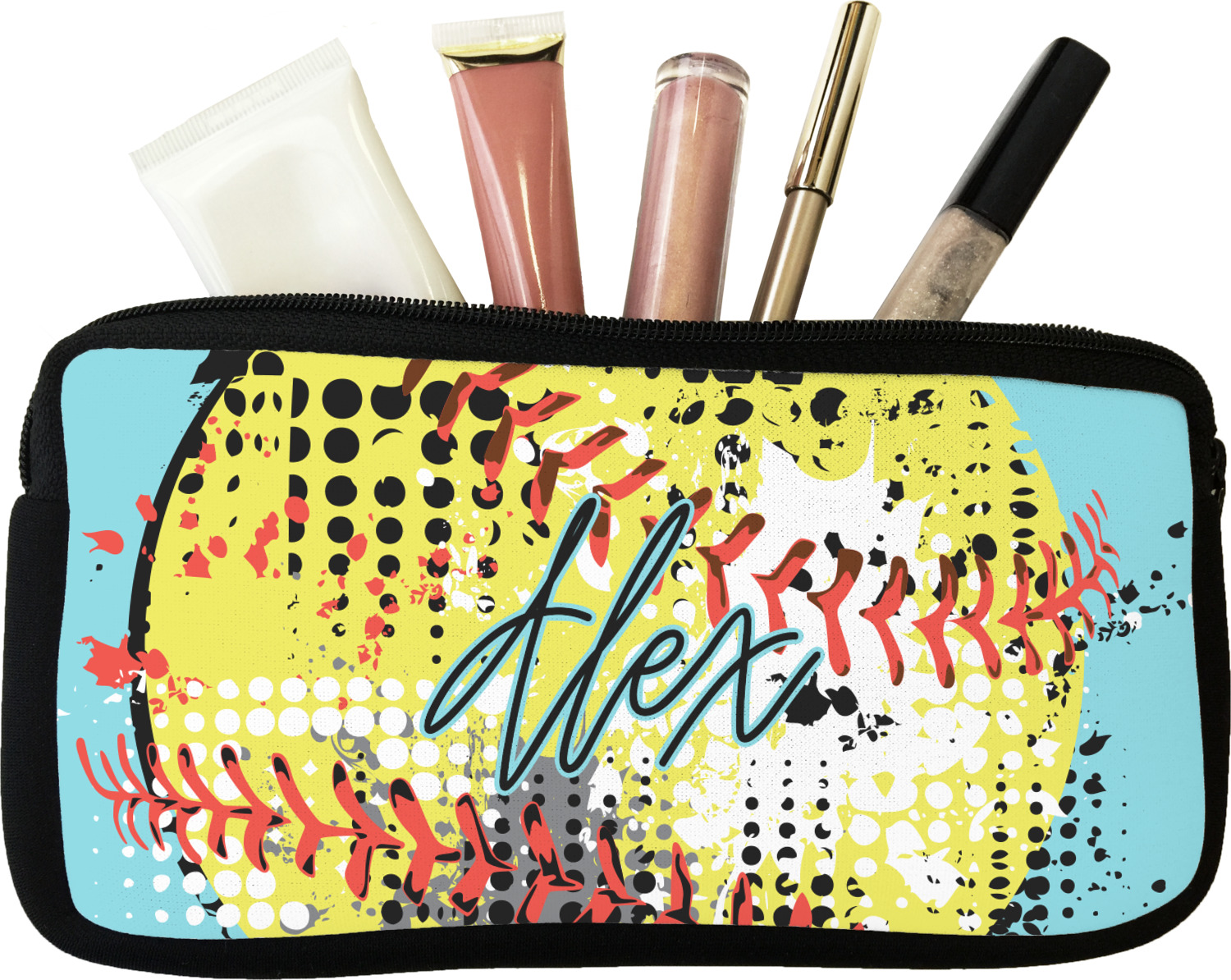 Softball Makeup / Cosmetic Bag (Personalized) YouCustomizeIt