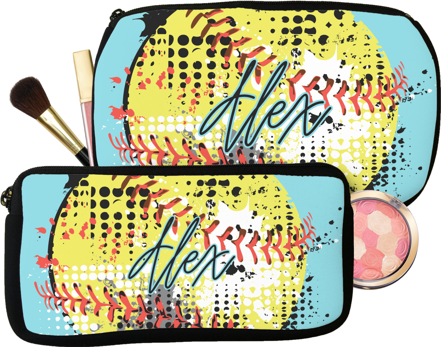 Custom Softball Makeup / Cosmetic Bag (Personalized) YouCustomizeIt