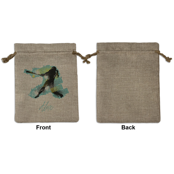 Softball Medium Burlap Gift Bag - Front Approval