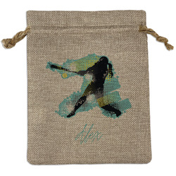 Softball Medium Burlap Gift Bag - Front (Personalized)