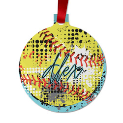 Softball Metal Ball Ornament - Double Sided w/ Name or Text
