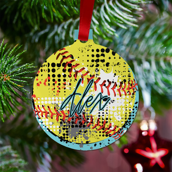 Softball Metal Ball Ornament - Lifestyle