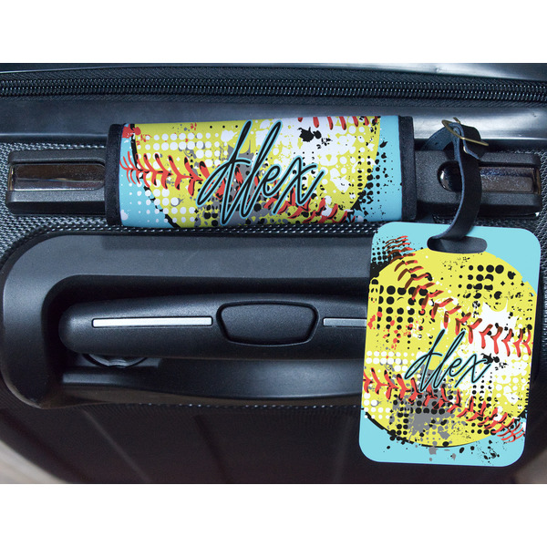 Softball Metal Luggage Tag & Handle Wrap - In Context