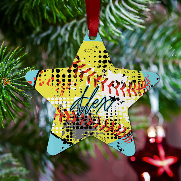 Softball Metal Star Ornament - Lifestyle