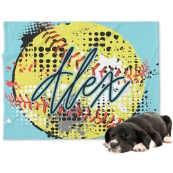 Softball Dog Blanket - Large (Personalized)