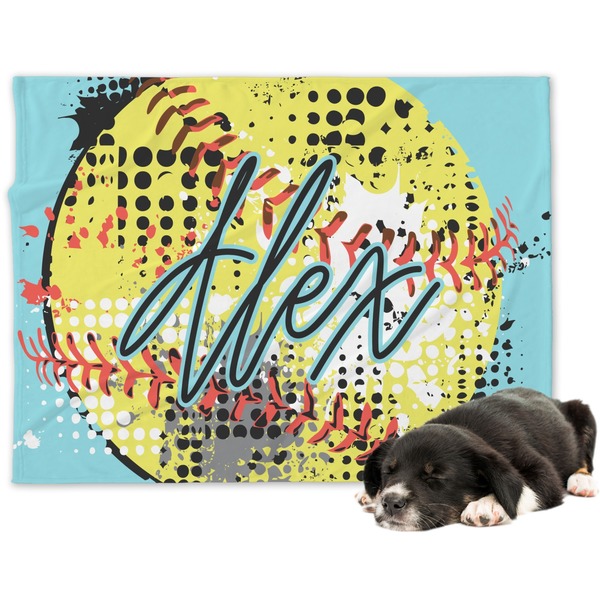 Custom Softball Dog Blanket - Regular (Personalized)