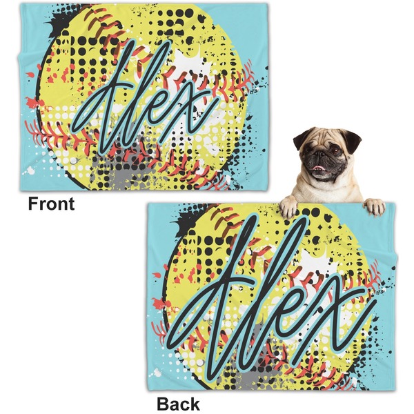 Softball Microfleece Dog Blanket - Regular - Front & Back
