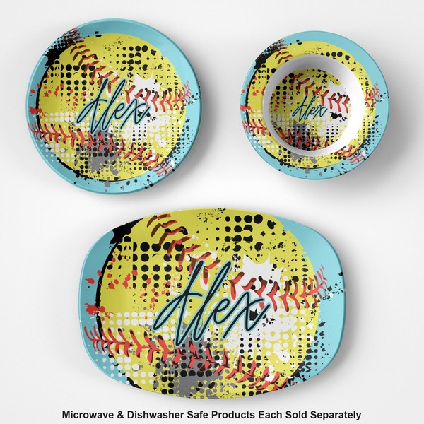 Softball Microwave & Dishwasher Safe CP Plastic Dishware - Group