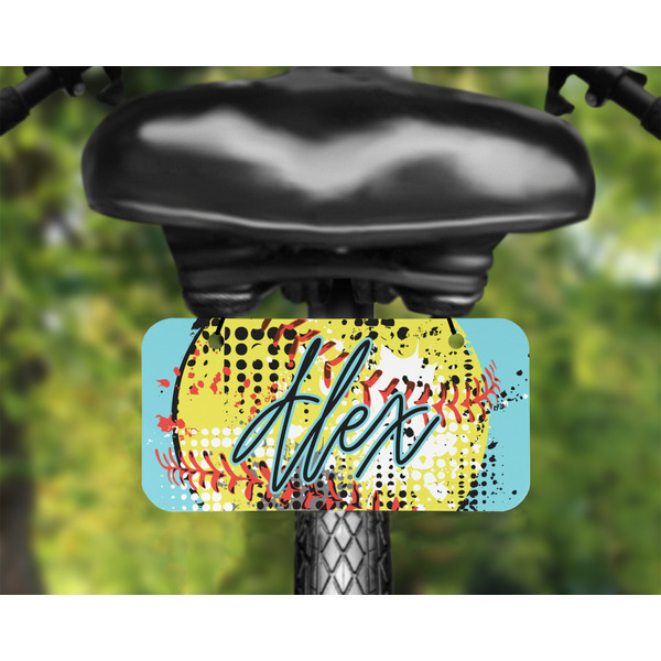 Softball Mini License Plate on Bicycle - LIFESTYLE Two holes