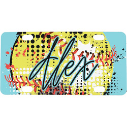Softball Mini / Bicycle License Plate (4 Holes) (Personalized)