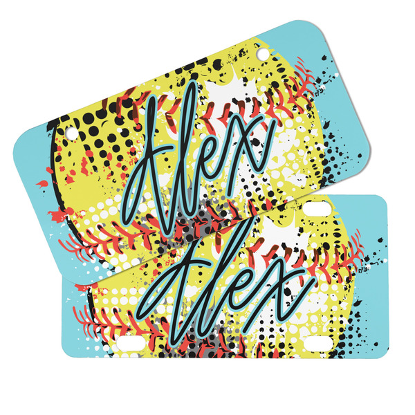 Softball Mini License Plates - MAIN (4 and 2 Holes)