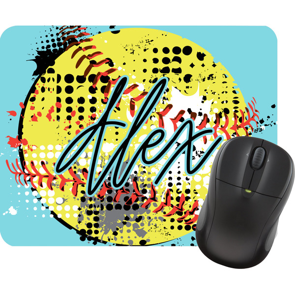 Custom Softball Rectangular Mouse Pad (Personalized)