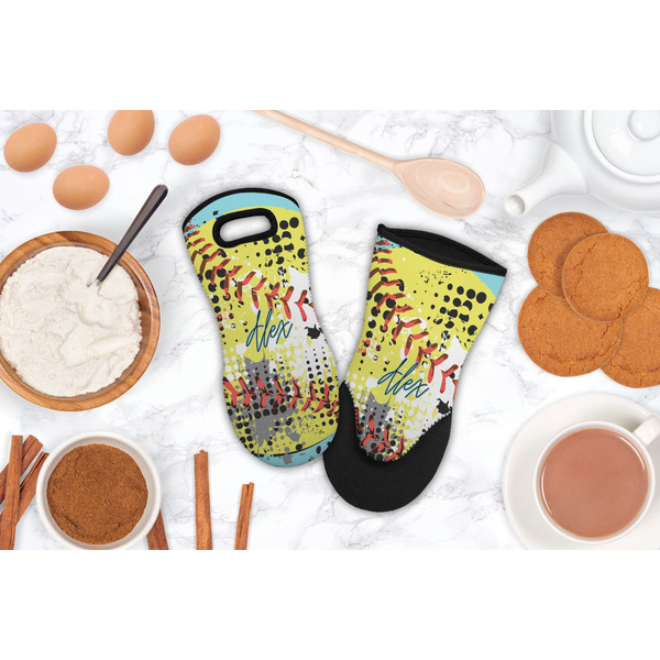 Softball Neoprene Oven Mitt - Lifestyle Image