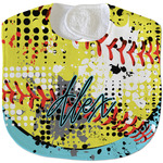 Softball Velour Baby Bib w/ Name or Text