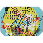 Softball Dining Table Mat - Octagon (Single-Sided) w/ Name or Text