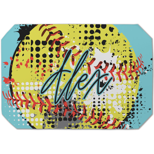 Custom Softball Dining Table Mat - Octagon (Single-Sided) w/ Name or Text