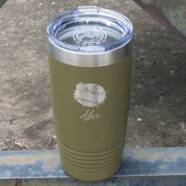 Softball Olive Polar Camel Tumbler - 20oz - Angled