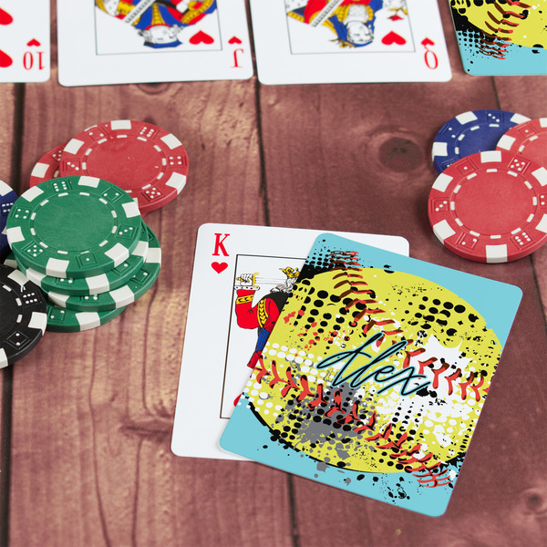 Softball On Table with Poker Chips