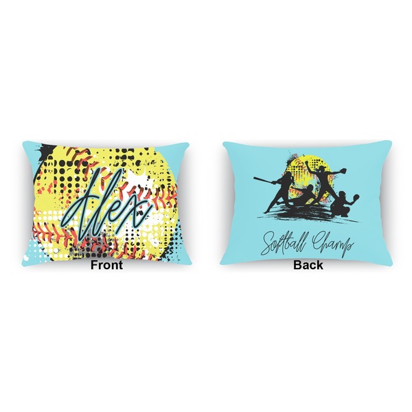 Softball Outdoor Rectangular Throw Pillow (Front and Back)