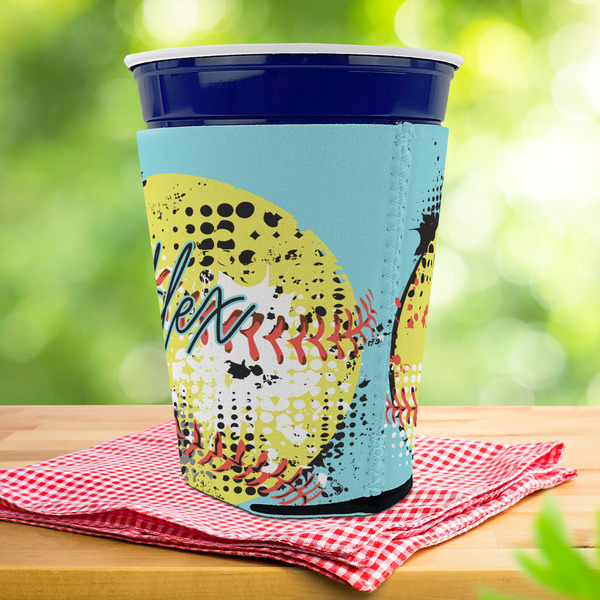 Softball Party Cup Sleeves - with bottom - Lifestyle