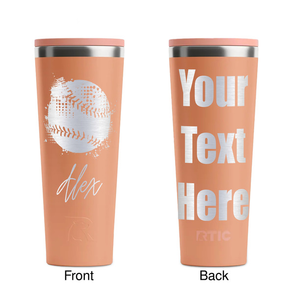 Softball Peach RTIC Everyday Tumbler - 28 oz. - Front and Back
