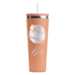 Softball RTIC Everyday Tumbler with Straw - 28oz - Peach - Double-Sided (Personalized)