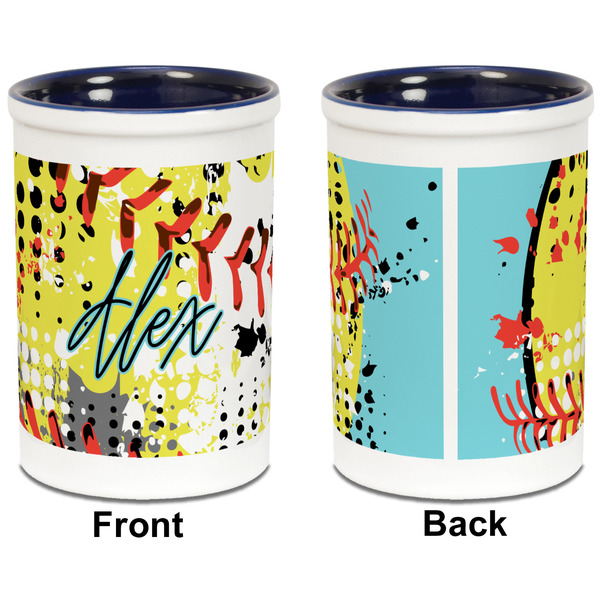 Softball Pencil Holder - Blue - approval