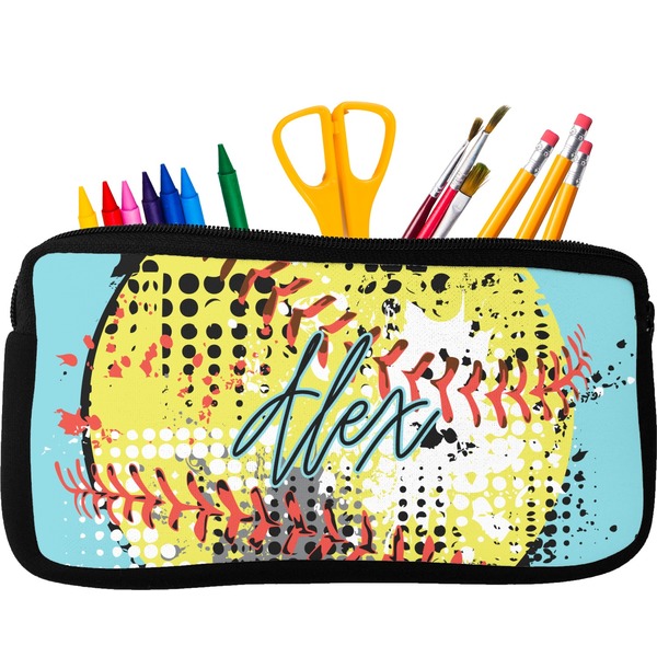 Custom Softball Neoprene Pencil Case (Personalized)