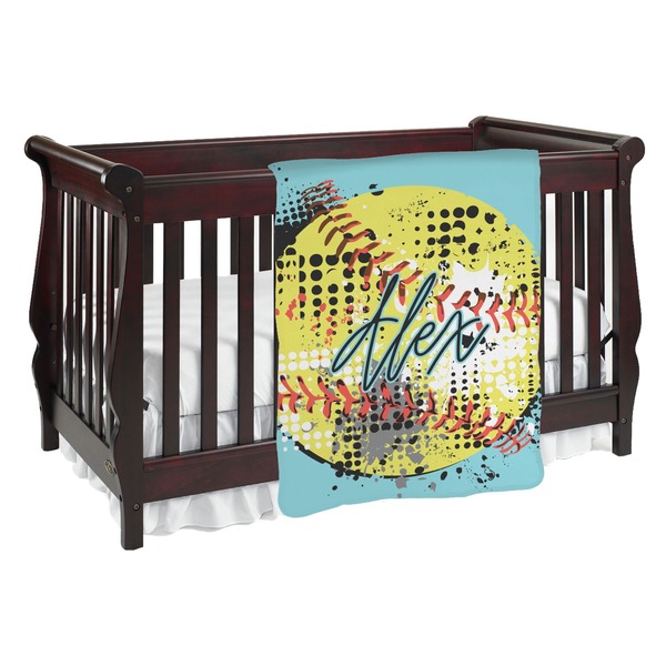 Custom Softball Baby Blanket (Double Sided) (Personalized)