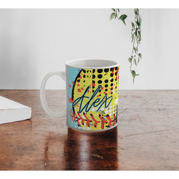 Softball Personalized Coffee Mug - Lifestyle