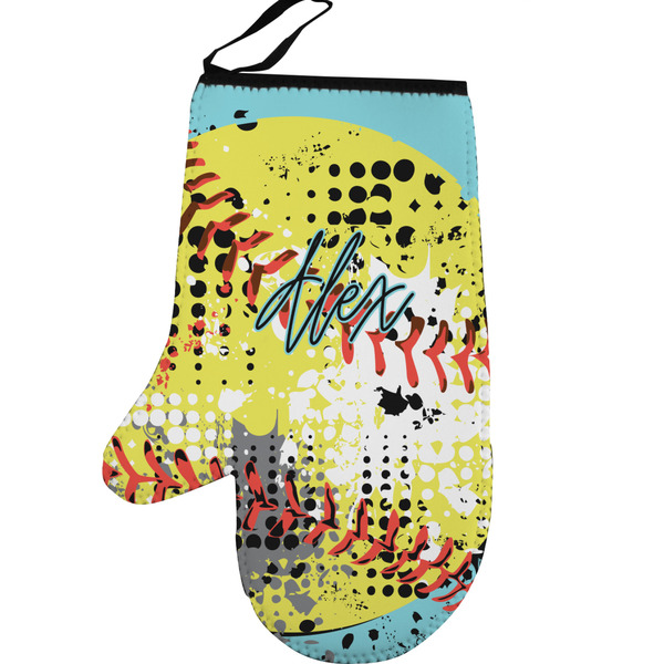 Softball Personalized Oven Mitt - Left