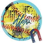 Softball Round Fridge Magnet (Personalized)
