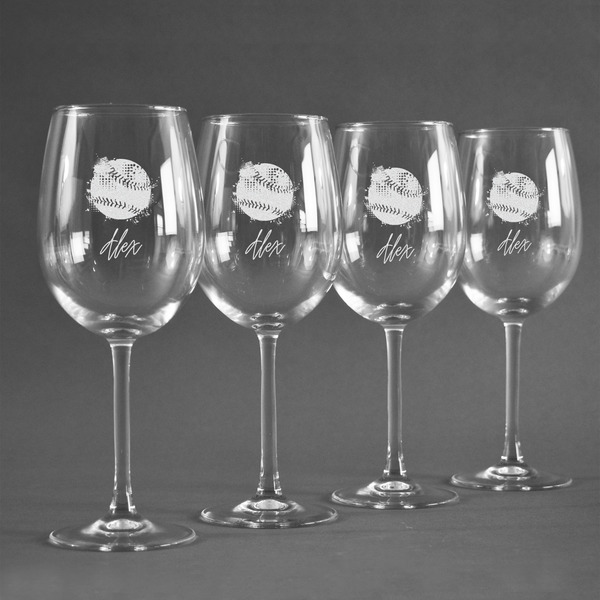 Softball Personalized Wine Glasses (Set of 4)