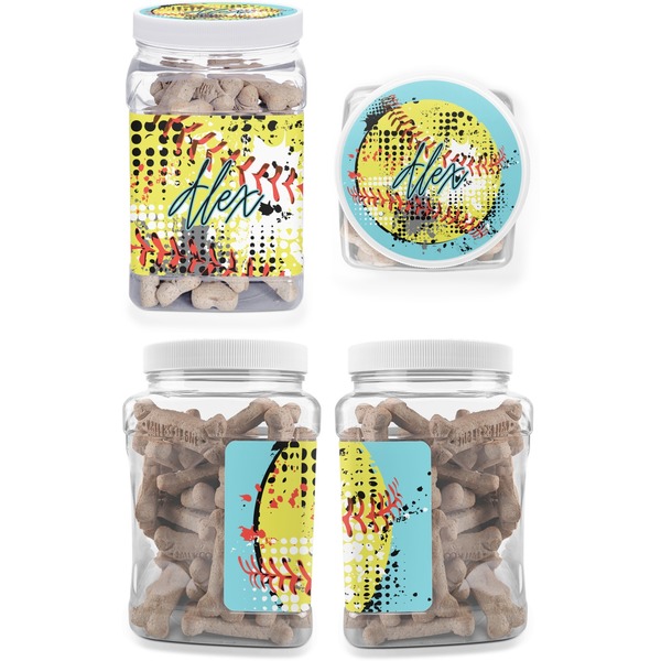Softball Pet Treat Jar - Multiple Angles