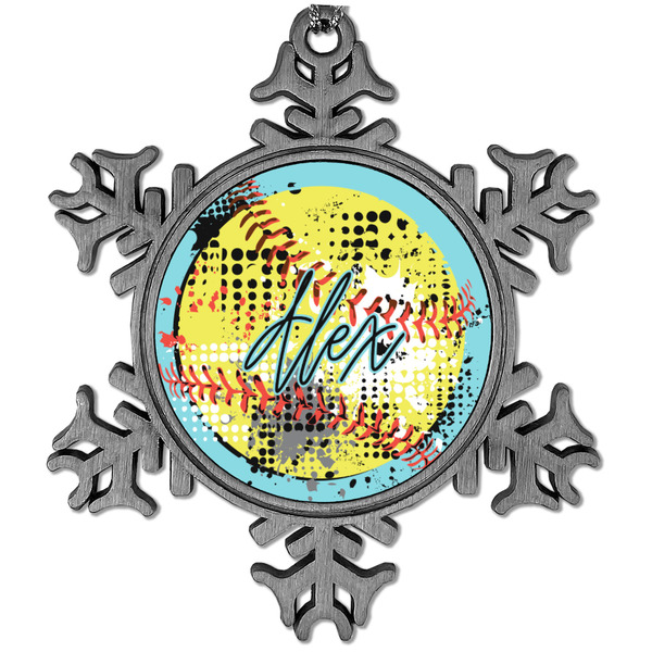 Custom Softball Vintage Snowflake Ornament (Personalized)